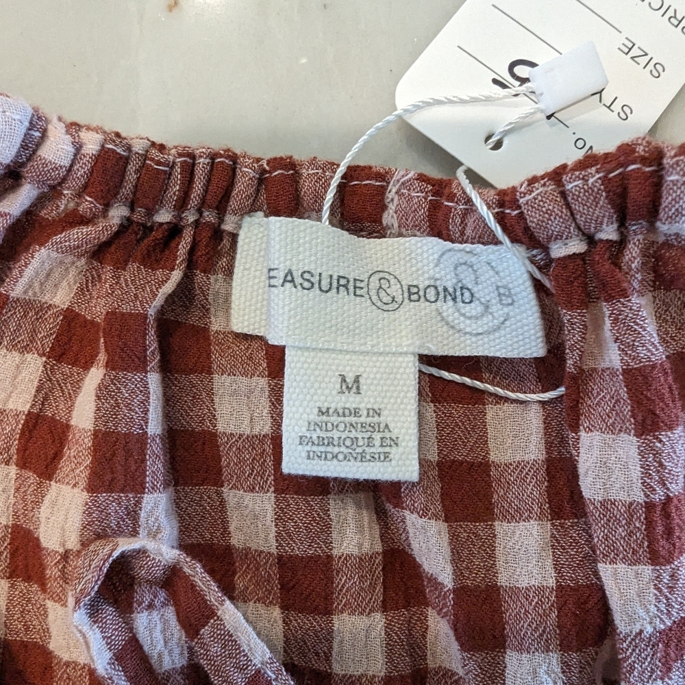 #100 NWOT Treasure & Bond Gingham Checkered Top - Picture 11 of 11